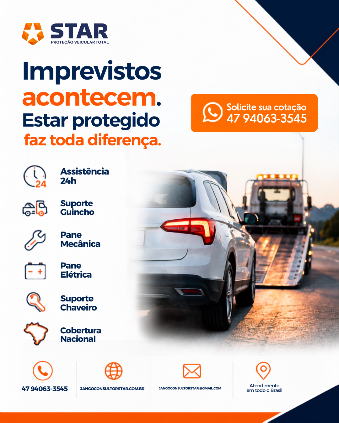 Imprevistos acontecem — assistência 24h, guincho e cobertura nacional